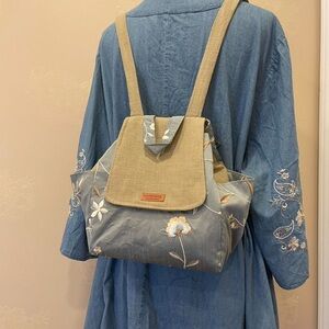 Floral Embroidered Backpack Handmade with adjustable straps